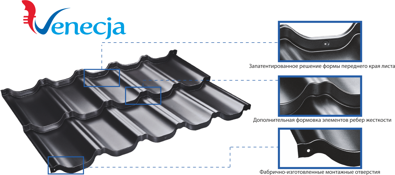 Модульна металочерепиця Venecja (Венеція)